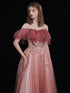 Lovely Pink Floor Length Gradient Shiny Tulle Formal Dress, Pink A-line Prom Dress