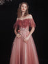 Lovely Pink Floor Length Gradient Shiny Tulle Formal Dress, Pink A-line Prom Dress