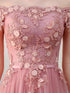 Pink Off Shoulder Lace Homecoming Dress, Short Party Dress