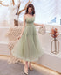 Lovely Mint Green Tulle Layers Tea Length Party Dresses, Green Formal Dresses