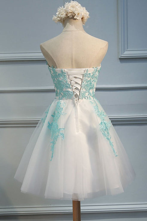 Adorable White Tulle Sweetheart Tulle Party Dress , Homecoming Dress , Lovely Party Dress