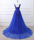Beautiful Blue Tulle Long Prom Dress , Blue Formal Gown