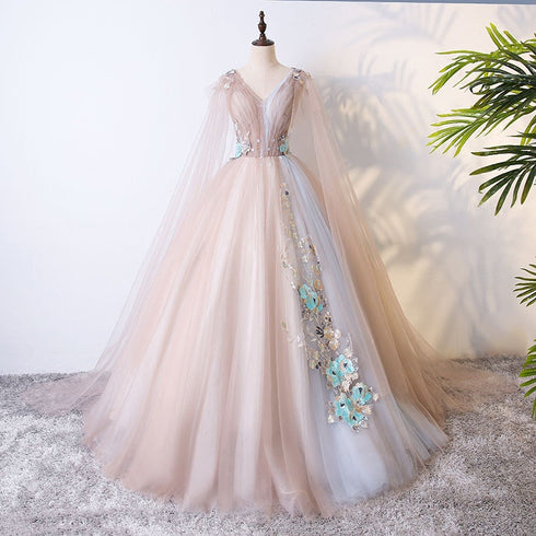 Gorgeous Ball Gown Tulle V-neckline Long Party Gown, New Prom Dress