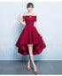 Fashionable High Low Dark Red Lace Party Dress, Homecoming Dresses