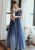 Unique Tulle Beaded Gradient A-line Sweetheart Long Prom Dress, Tulle Formal Dress Evening Gown