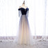 Beautiful Blue Gradient Tulle Long Party Dresses,A-line Off Shoulder Formal Dresses