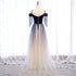 Beautiful Blue Gradient Tulle Long Party Dresses,A-line Off Shoulder Formal Dresses
