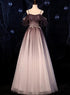 Beautiful Gradient Sweethaert Beaded Tulle Long Party Dress, Off Shoulder Gown