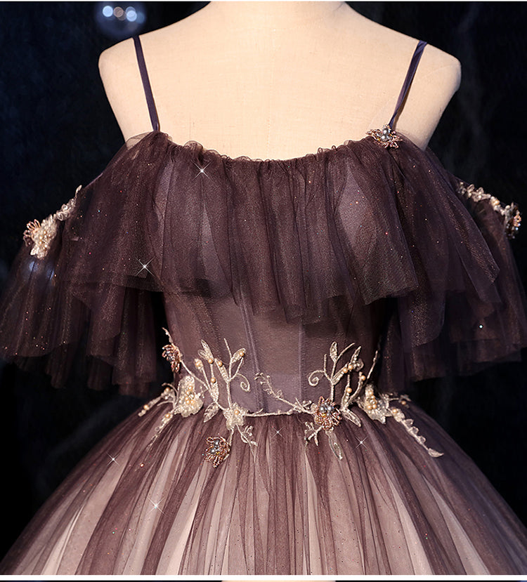 Charming Sweetheart Beaded Off Shoulder long Party Dresses, Tulle Evening Gown main image 1