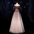 Beautiful Gradient Sweethaert Beaded Tulle Long Party Dress, Off Shoulder Gown
