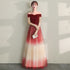 Beautiful Gradient Tulle Sequins Off Shoulder Wedding Party Dresses, A-line Tulle Formal Gown