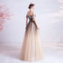 Beautiful Gradient Tulle with Lace Long Party Dresses, A-line Tulle Formal Dresses
