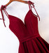 Beautiful Velvet Straps Long V-neckline Long Party Dress, Velvet Bridesmaid Dresses