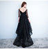 Black Lace V-neckline Straps High Low Party Dress Homecoming Dress, Black Formal Dress