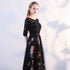 Black Satin and Lace A-line Tulle Floor Length Junior Prom Dress, Black Formal Dresses
