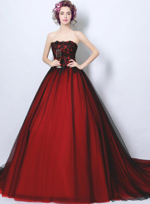Black and Red Gorgeous Scoop Ball Gown Sweet 16 Dresses, Party Dress 2022