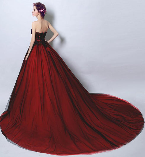 Black and Red Gorgeous Scoop Ball Gown Sweet 16 Dresses, Party Dress 2022