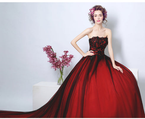 Black and Red Gorgeous Scoop Ball Gown Sweet 16 Dresses, Party Dress 2022