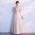 Champagne Satin with Lace Long Sleeves Prom Dress Evening Dress, A-line Simple Bridesmaid Dresses