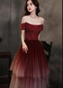 Charming Dark Red Gradient Tulle Beaded Formal Dress Party Dress, Layers Long Prom Dress