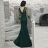 Dark Green Mermaid Spandex Long Evening Dress with Lace, Long Sleeves Prom Dresses