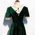 Dark Green Velvet Short Sleeves A-line Bridesmaid Dresses, A-line Wedding Party Dress Prom Dress