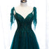 Lovely A-line Straps Tulle Teal Blue Long Evening Dress Prom Dress, A-line Formal Dresses