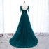 Lovely A-line Straps Tulle Teal Blue Long Evening Dress Prom Dress, A-line Formal Dresses