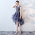 Fashionable High Low Round Neckline Lace Homecoming Dresses, Cute Tulle Party Dresses