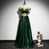Fashionable Green Off Shoulder A-line Prom Dress, Green Junior Evening Dress