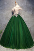 Green Tulle Ball Gown with Lace Off Shoulder Sweet 16 Dress, Ball Gown Party Dress Formal Dress