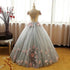 Grey Ball Gown 3D Flowers Princess Party Gown, Sweet 16 Formal Dress Grey Formal Dress