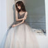 Grey Gradient Tulle V-neckline Backless Sexy Formal Dress, Long Evening Dress Party Dresses