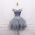 Light Grey Feather and Tulle Short Party Dress, Lovely Homecoming Dress