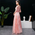 Pink Lace Lovely A-line Round Neckline Prom Dress, Pink Bridesmaid Dress Formal Dress