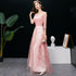Pink Lace Lovely A-line Round Neckline Prom Dress, Pink Bridesmaid Dress Formal Dress