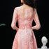 Pink Lace Lovely A-line Round Neckline Prom Dress, Pink Bridesmaid Dress Formal Dress
