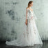 White Tulle Lace Spaghetti Straps Long Evening Dress, Embroidery White Prom Dress