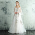 White Tulle Lace Spaghetti Straps Long Evening Dress, Embroidery White Prom Dress