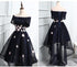 Lovely Navy Blue Homecoming Dress, Tulle Asymmetrical Short Prom Dress