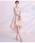 Light Champagne Lovely Lace High Low Homecoming Dress, New Short Prom Dress