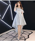 Light Grey High Low Tulle Off Shoulder Cute Party Dress, High Low Prom Dress Homecoming Dress