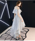 Light Grey High Low Tulle Off Shoulder Cute Party Dress, High Low Prom Dress Homecoming Dress