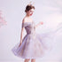 Light Purple Sweetheart Lace Applique Short Homecoming Dress, Tulle and Lace Prom Dress