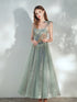Lovely Straps Sweetheart Tulle Shiny Tulle Long Formal Dress, Cute Long Party Dresses