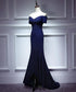 Navy Blue Mermaid Sweetheart Long Evening Dress, Blue Prom Dresses