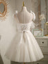 Chic Ivory Tulle Homecoming Dress with Lace, Short Sweetheart Prom Dress
