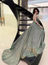 Lovely Green Backless Long Shiny Prom Dress Party Dress, Green Evening Dresses