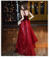 Wine Red A-line Floor Length Velvet and Tulle Straps  Evening Dress Prom Dress