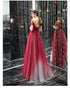 Unique Tulle Beaded Gradient A-line Sweetheart Long Prom Dress, Tulle Formal Dress Evening Gown